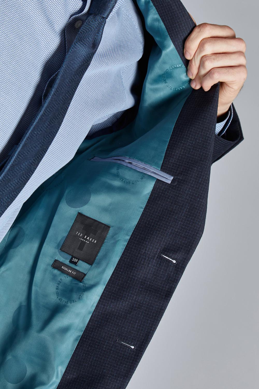 Navy Ted Baker CANISJS - Grid Check Regular Fit Suit Men Jackets | Ireland  4613-KMRBA