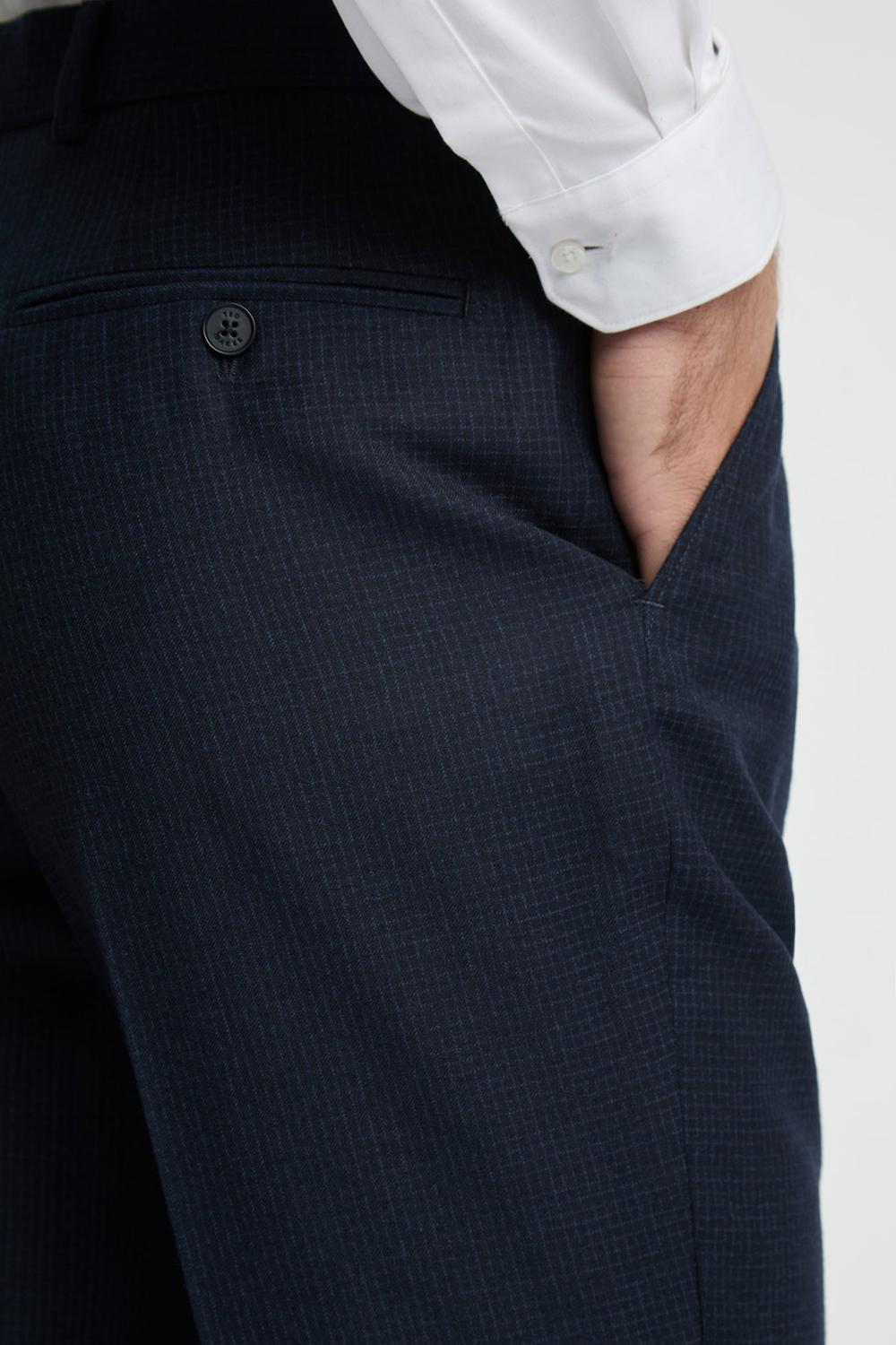 Navy Ted Baker CANISTS - Grid Check Regular Fit Suit Men Trousers | Ireland  9354-MOPBL