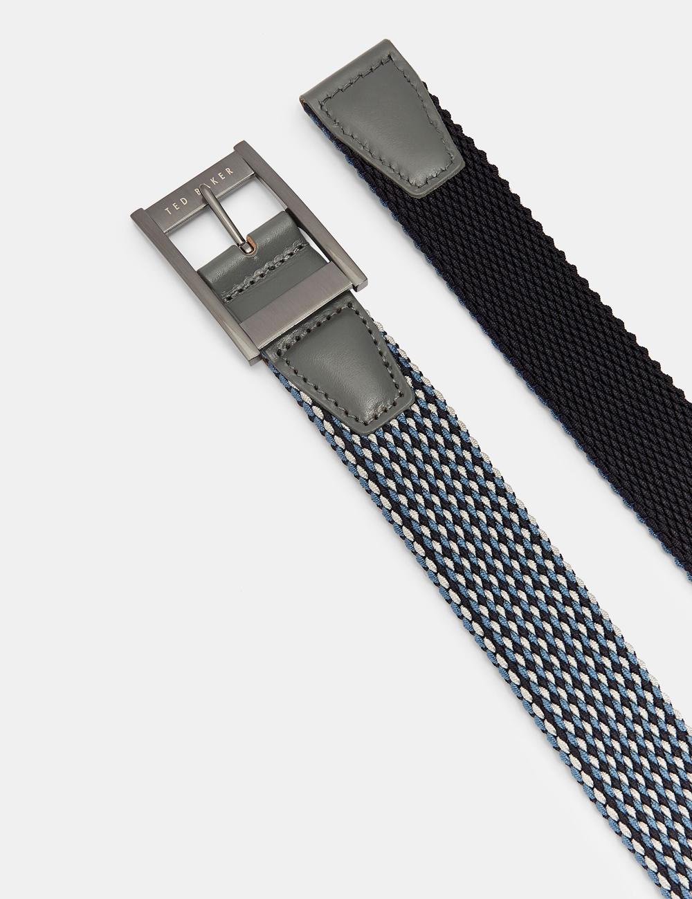 Navy Ted Baker COLUMM - Reversible Woven Stretch Elasticated Men Belts | Ireland  3175-AKHCB