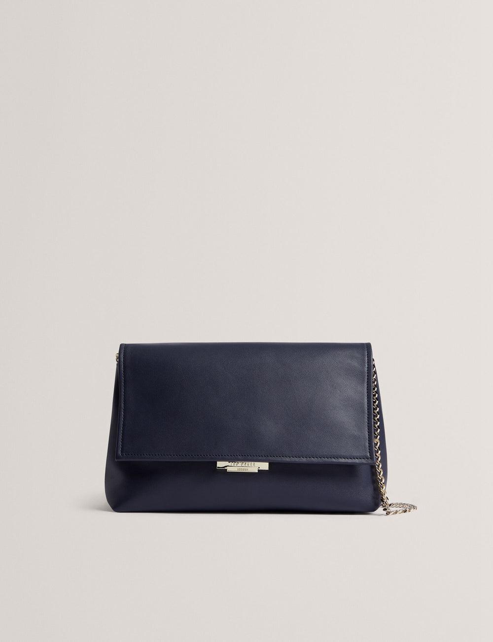 Navy Ted Baker DEMAE - Leather Fold Over Chain Women Shoulder Bags | Ireland  0713-QGYBU