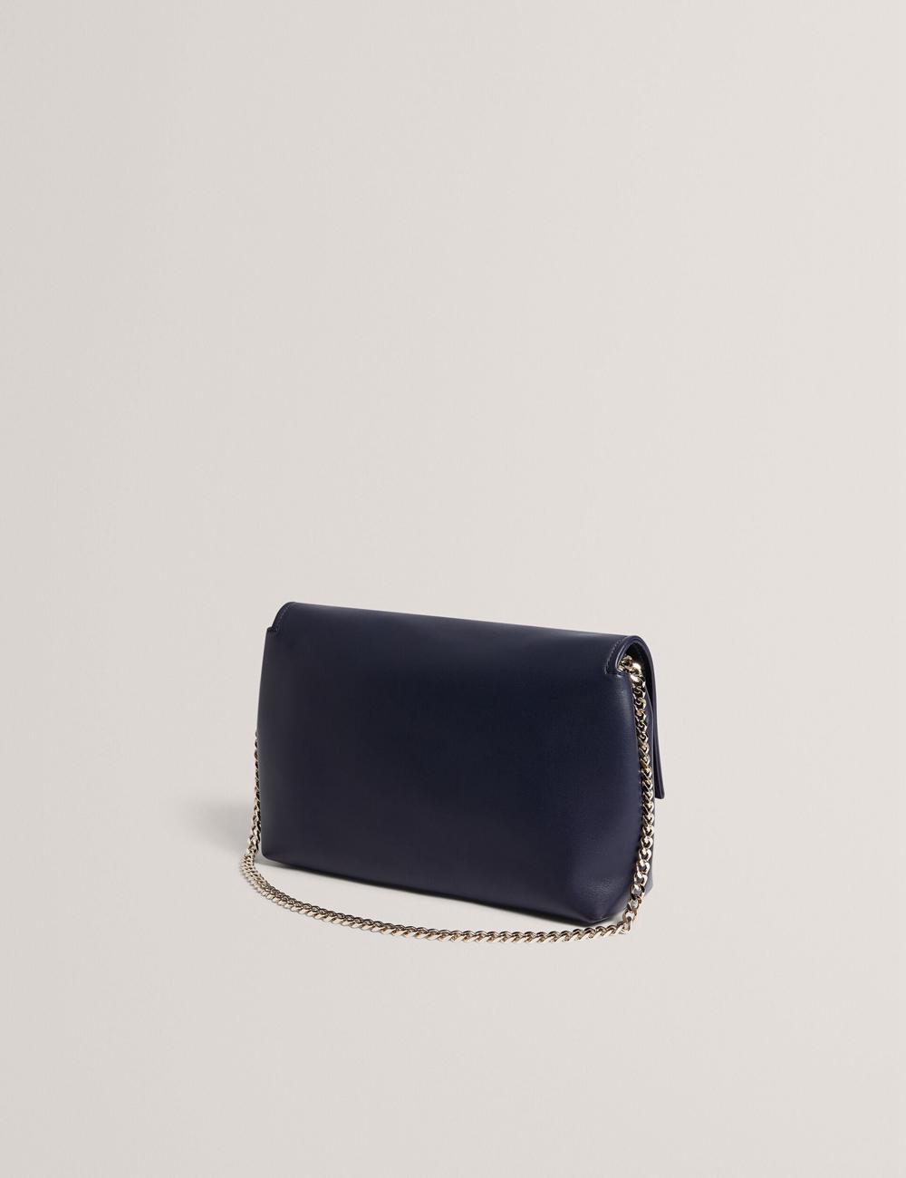 Navy Ted Baker DEMAE - Leather Fold Over Chain Women Shoulder Bags | Ireland  0713-QGYBU
