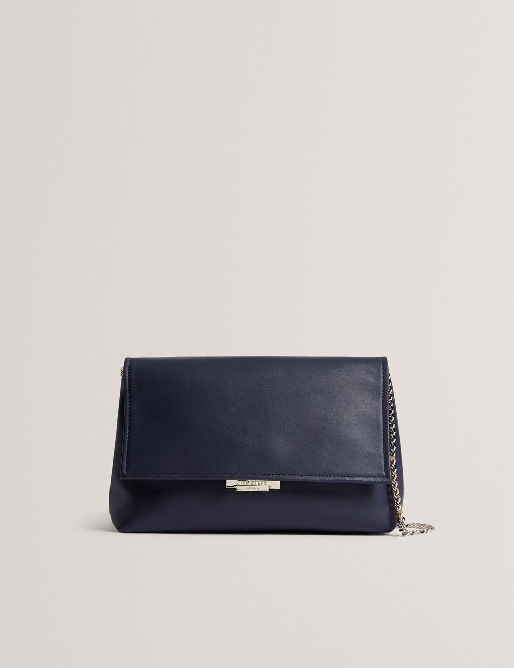Navy Ted Baker DEMAE - Leather Fold Over Chain Women Shoulder Bags | Ireland  0713-QGYBU