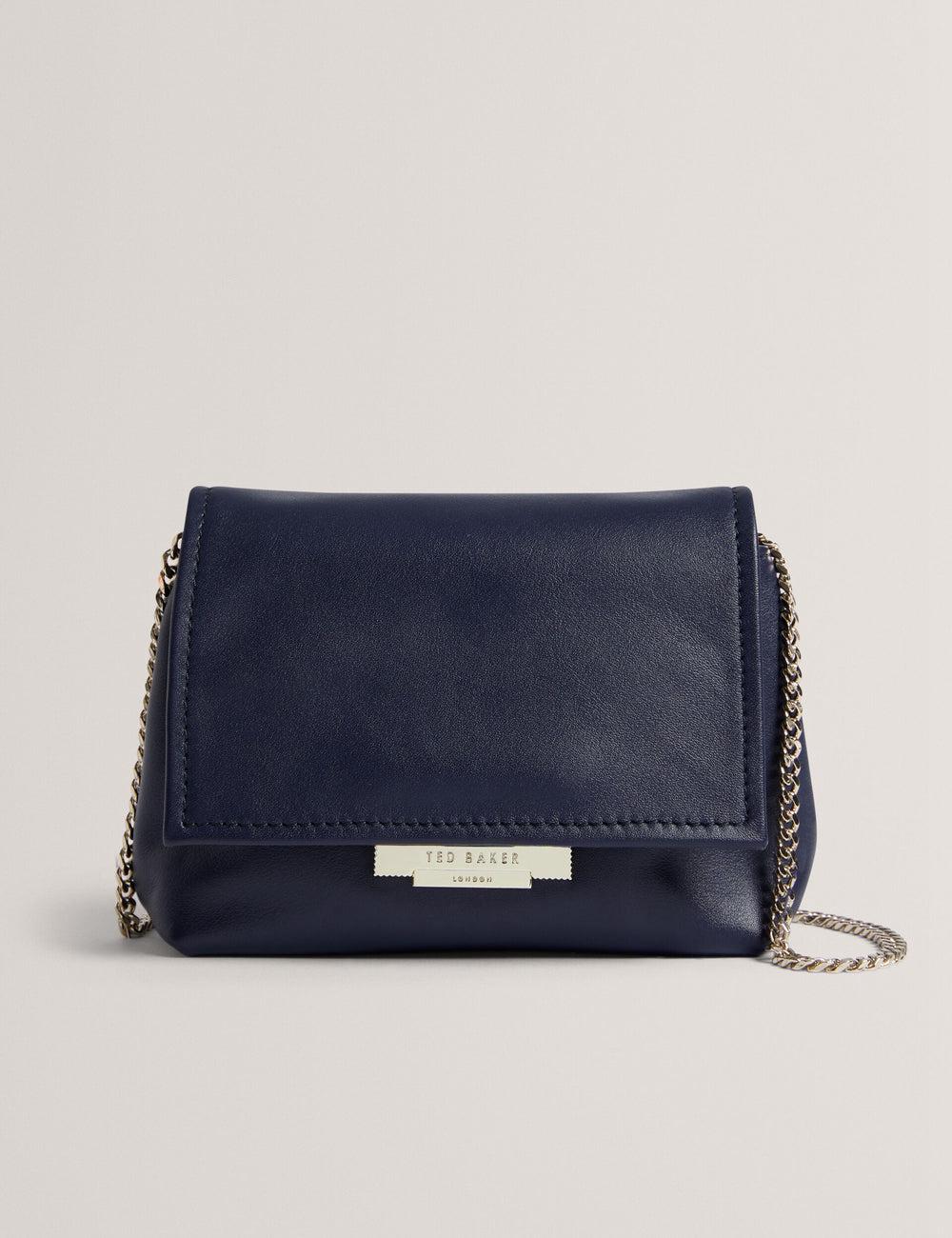 Navy Ted Baker DEMNI - Mini Leather Fold Over Chain Women Crossbody Bags | Ireland  0592-SVJMY