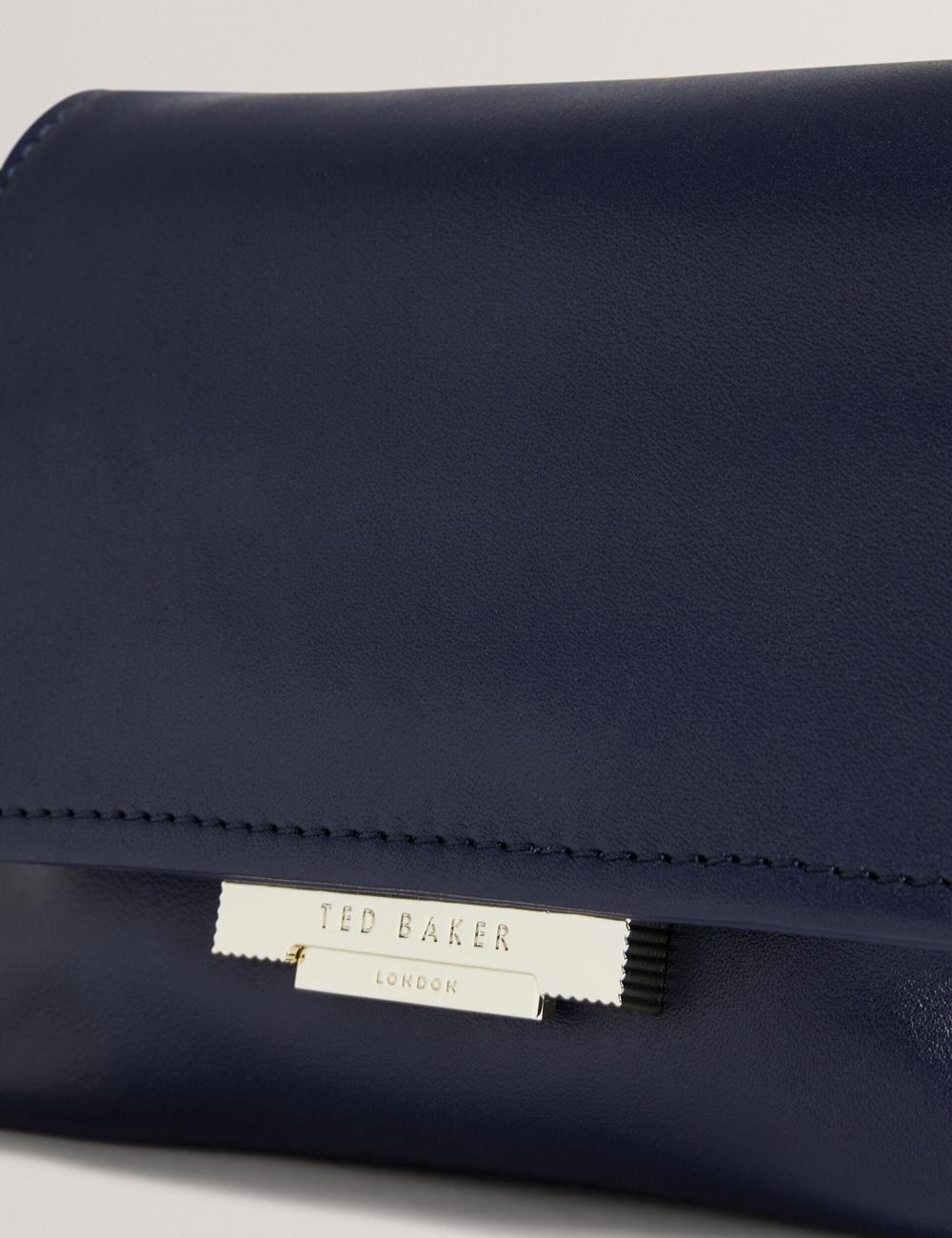 Navy Ted Baker DEMNI - Mini Leather Fold Over Chain Women Crossbody Bags | Ireland  0592-SVJMY
