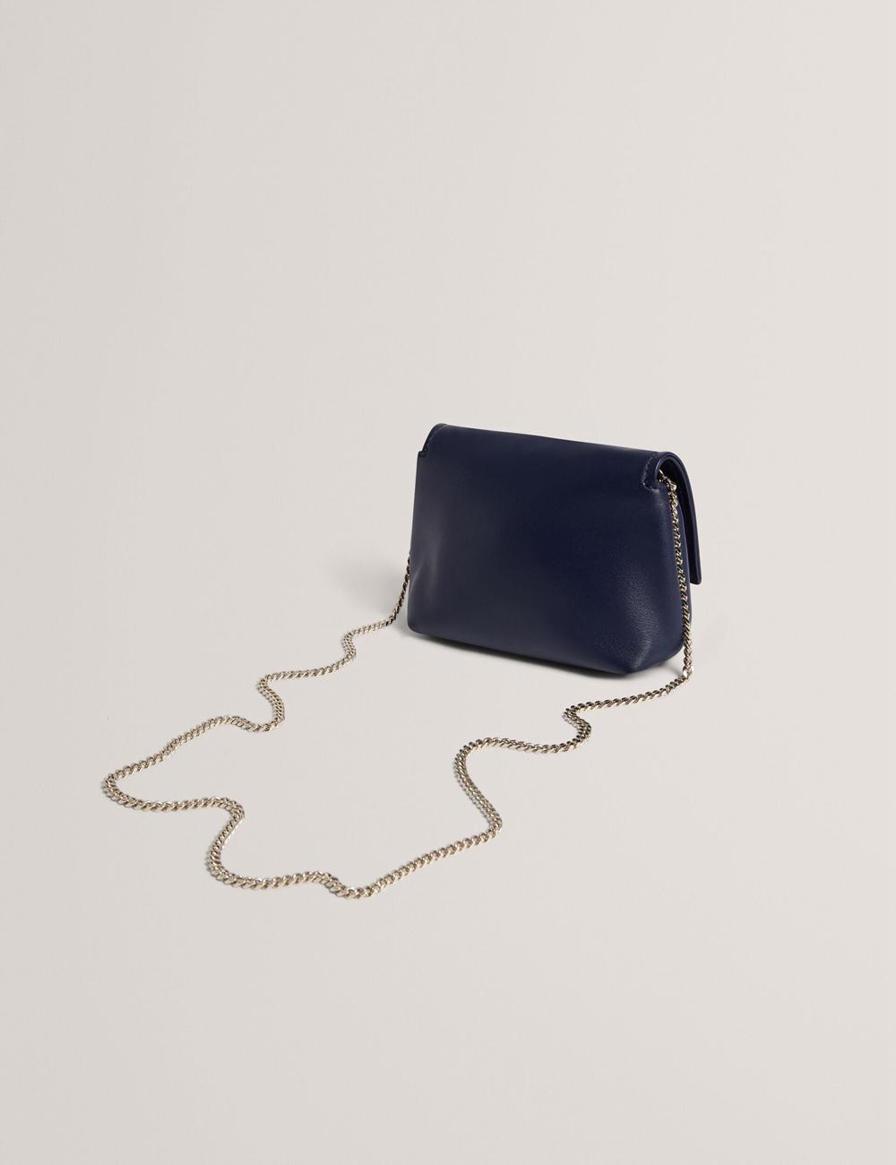 Navy Ted Baker DEMNI - Mini Leather Fold Over Chain Women Crossbody Bags | Ireland  0592-SVJMY