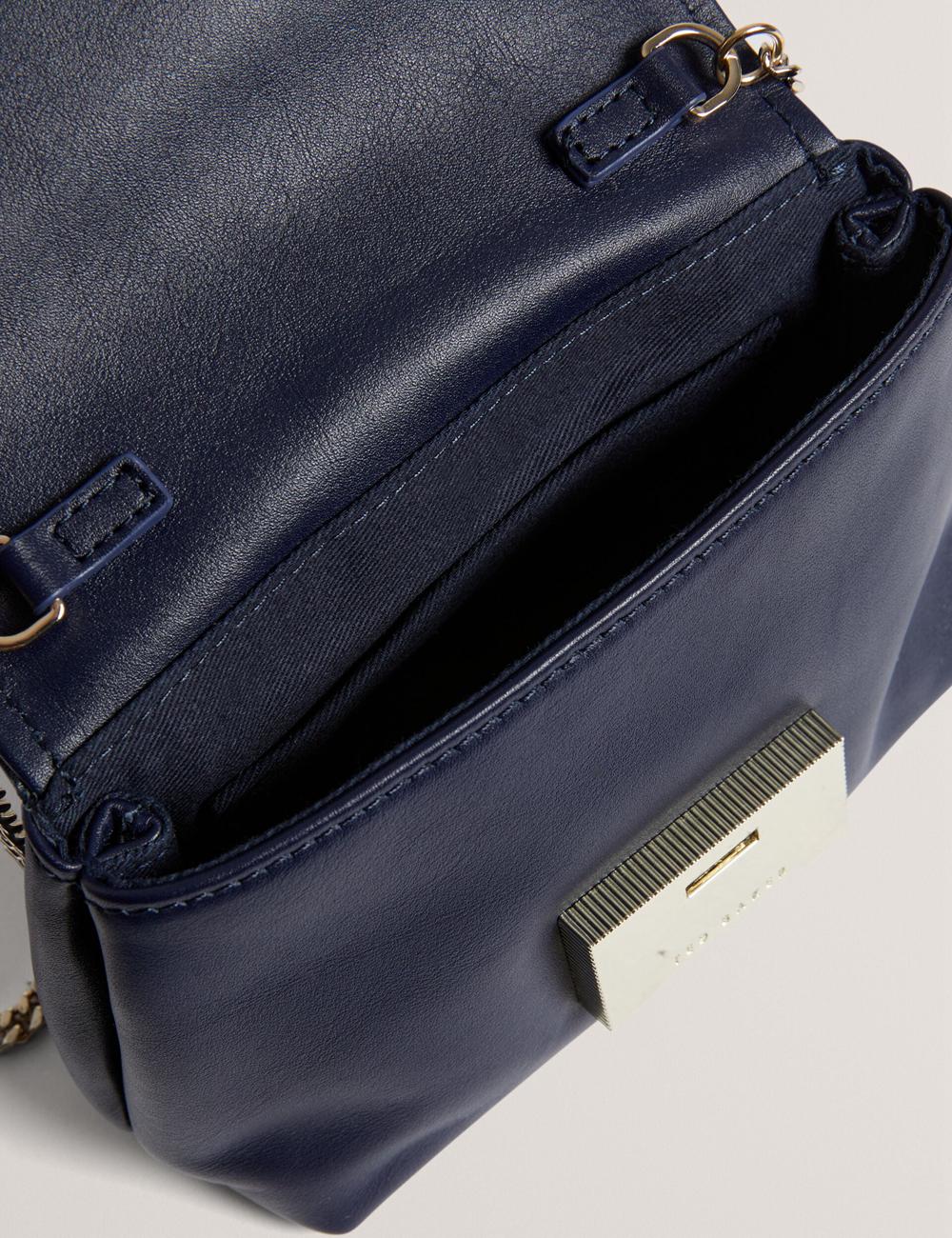 Navy Ted Baker DEMNI - Mini Leather Fold Over Chain Women Crossbody Bags | Ireland  0592-SVJMY