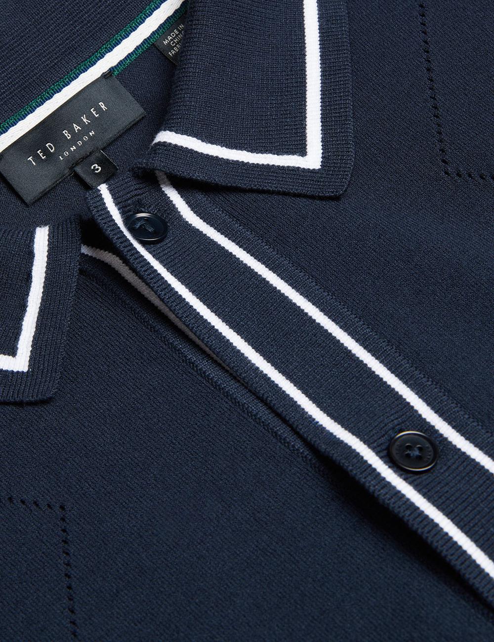 Navy Ted Baker ELMDON LS Diamond Button Through Men Casual Shirts | Ireland  1763-DZWMT