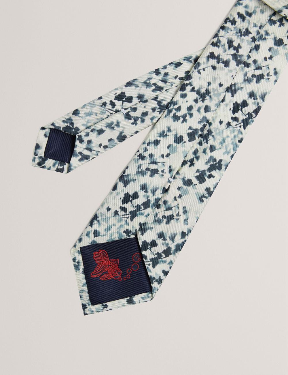 Navy Ted Baker ELMSTED - Blurred Floral Print Silk Men Ties | Ireland  4608-KDLTY