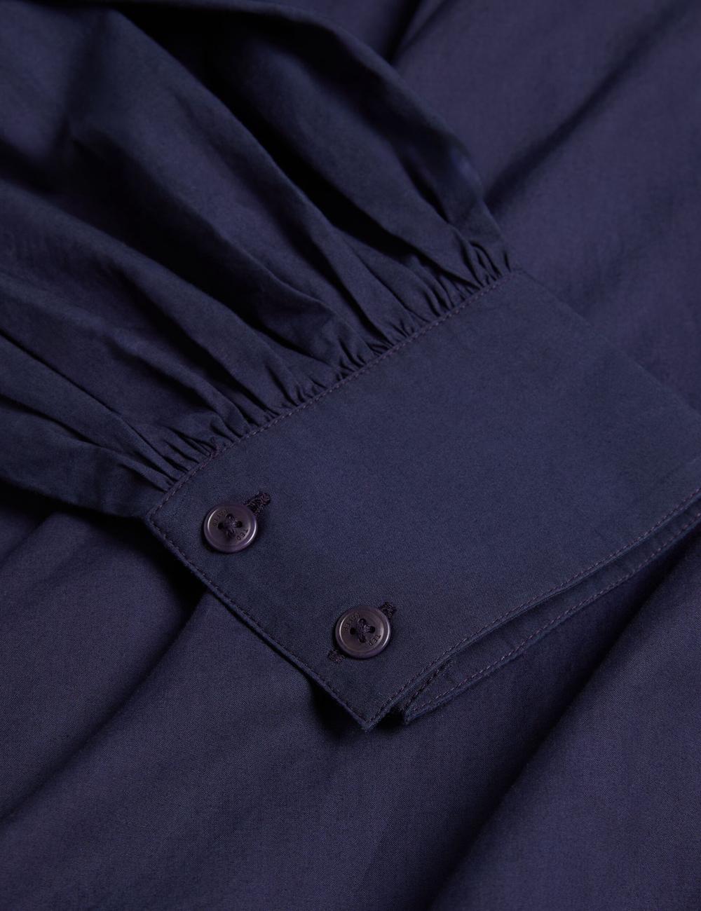 Navy Ted Baker ENE - Cotton Maxi Shirt Dress With Belt Women Maxi Dresses | Ireland  1485-OUQHV