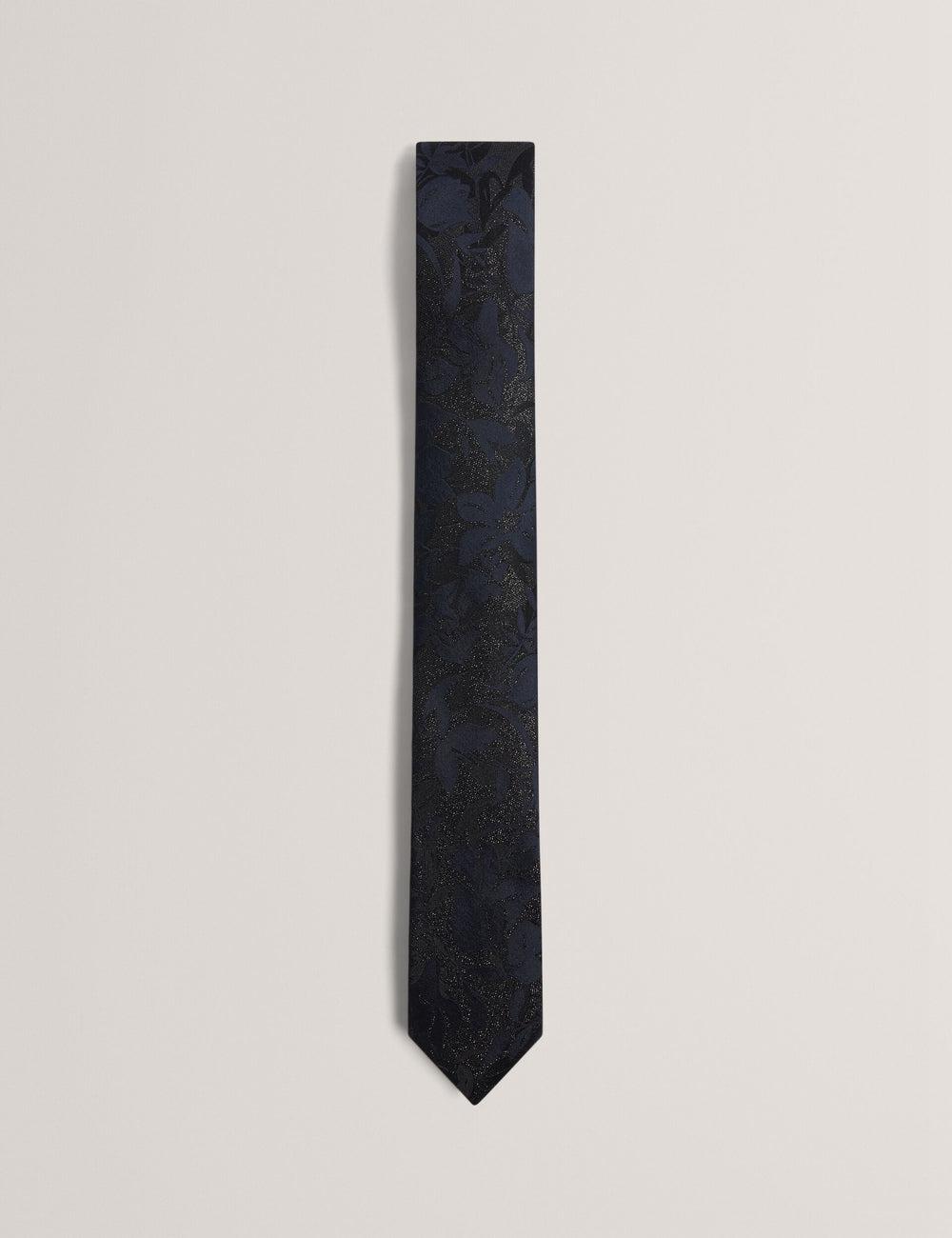 Navy Ted Baker Floral Print Silk Men Ties | Ireland  5640-RCNSD