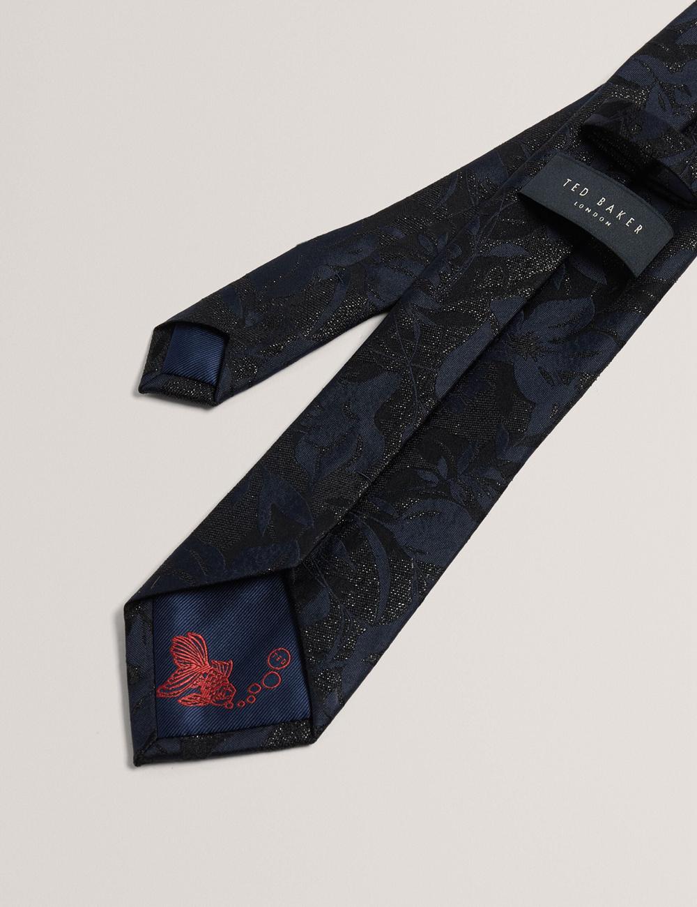 Navy Ted Baker Floral Print Silk Men Ties | Ireland  5640-RCNSD