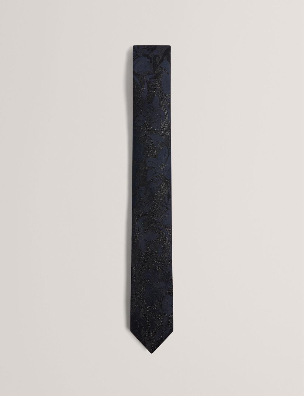Navy Ted Baker Floral Print Silk Men Ties | Ireland  5640-RCNSD