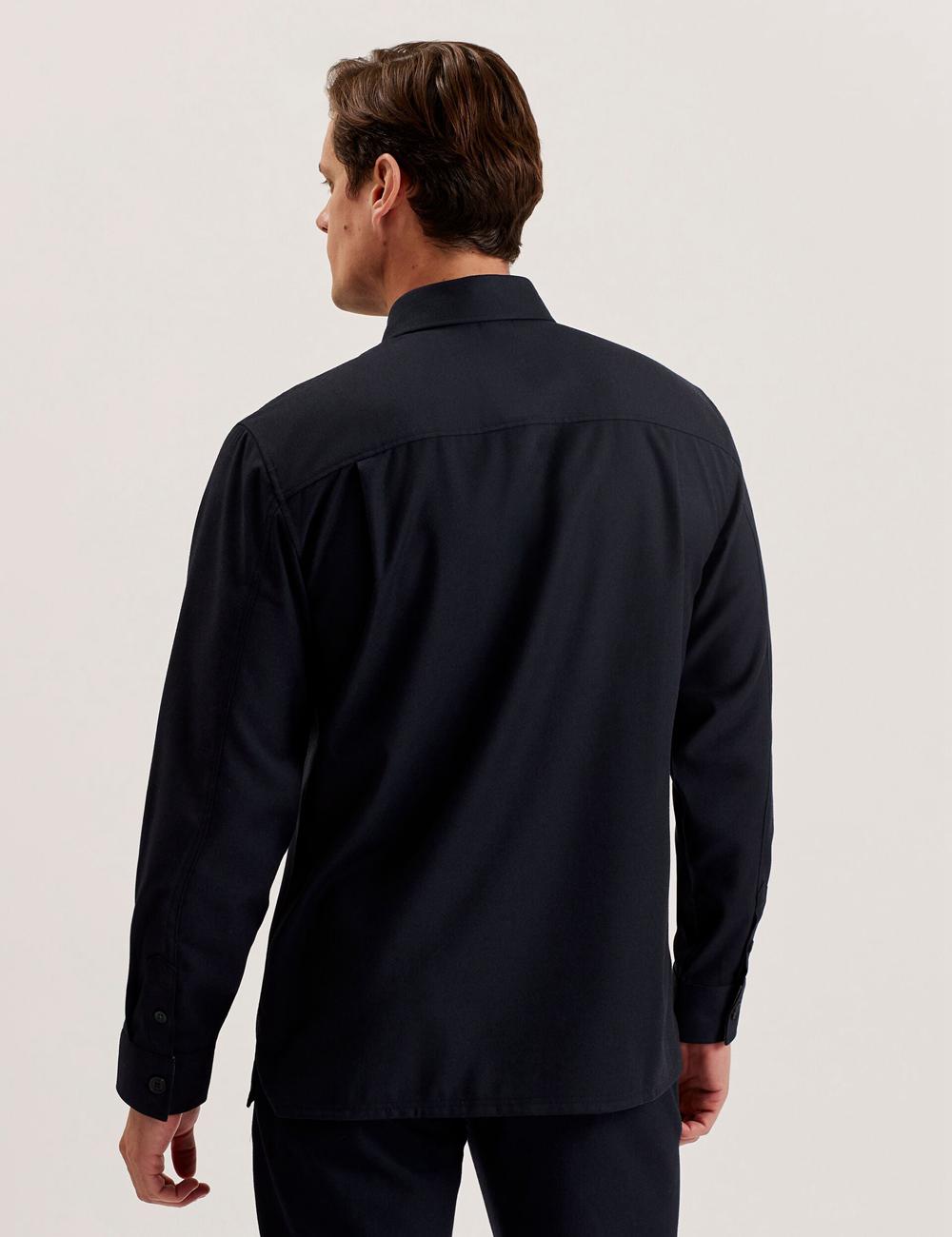 Navy Ted Baker GAIUS - Wool Blend With Pocket Detail Men Casual Shirts | Ireland  6920-ASVJN