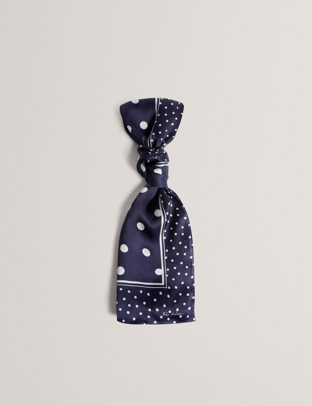 Navy Ted Baker GILLS - Polka Dot Print Long Satin Silk Women Scarves | Ireland  9128-JQNED