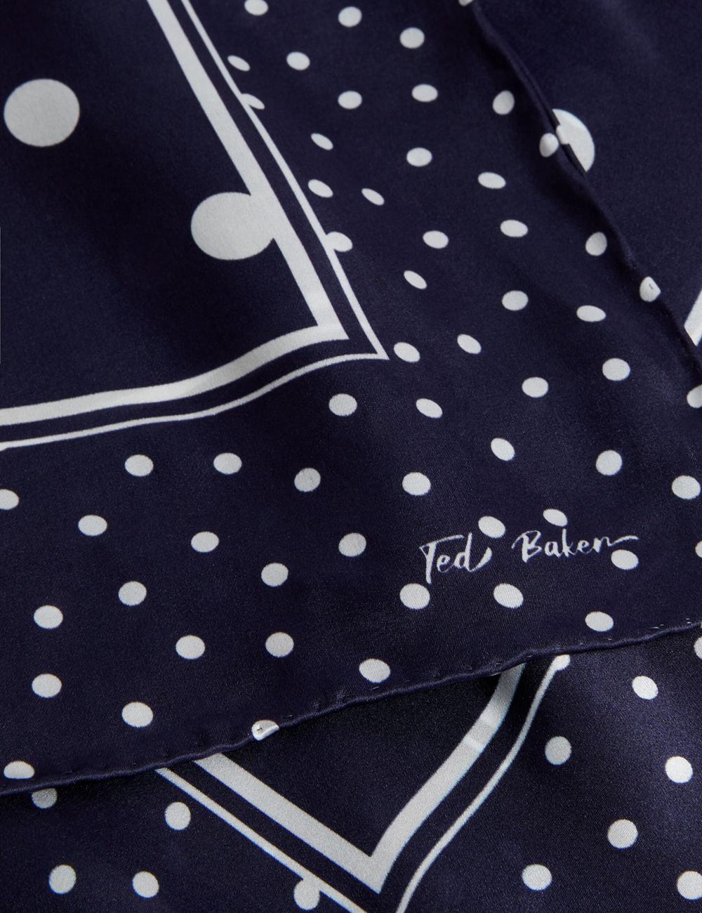 Navy Ted Baker GILLS - Polka Dot Print Long Satin Silk Women Scarves | Ireland  9128-JQNED