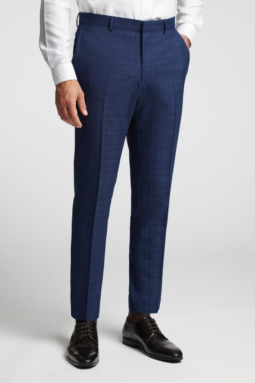 Navy Ted Baker HOYLETS - Soft Check Slim Fit Suit Men Trousers | Ireland  8379-DIPKV