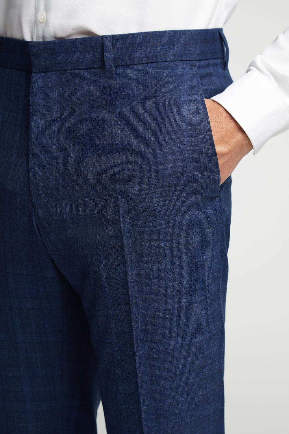Navy Ted Baker HOYLETS - Soft Check Slim Fit Suit Men Trousers | Ireland  8379-DIPKV