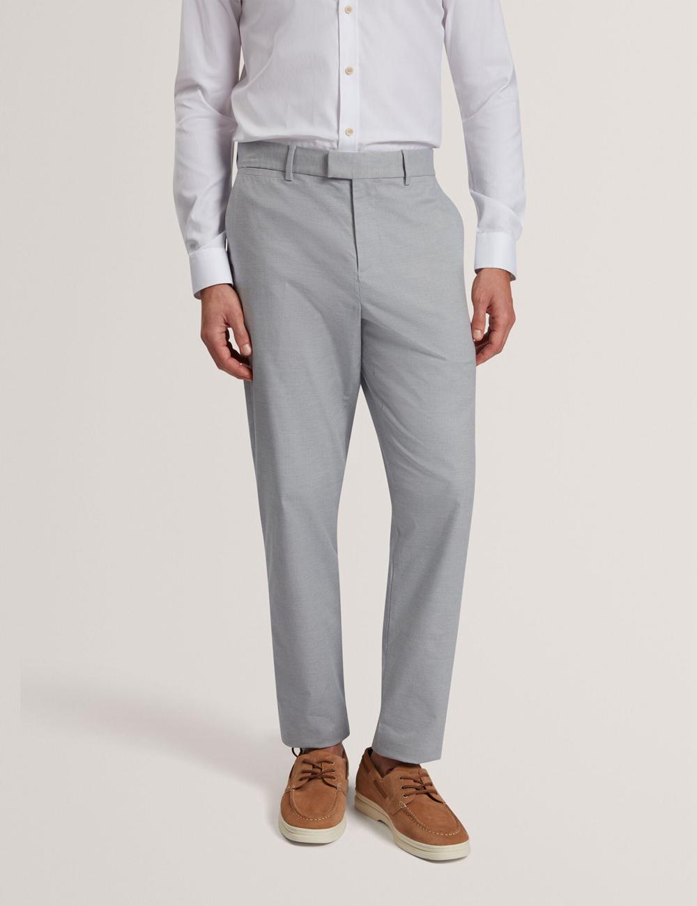 Navy Ted Baker JACKUS - Regular Fit Cotton Blend Chino Men Trousers | Ireland  3594-HLCNQ