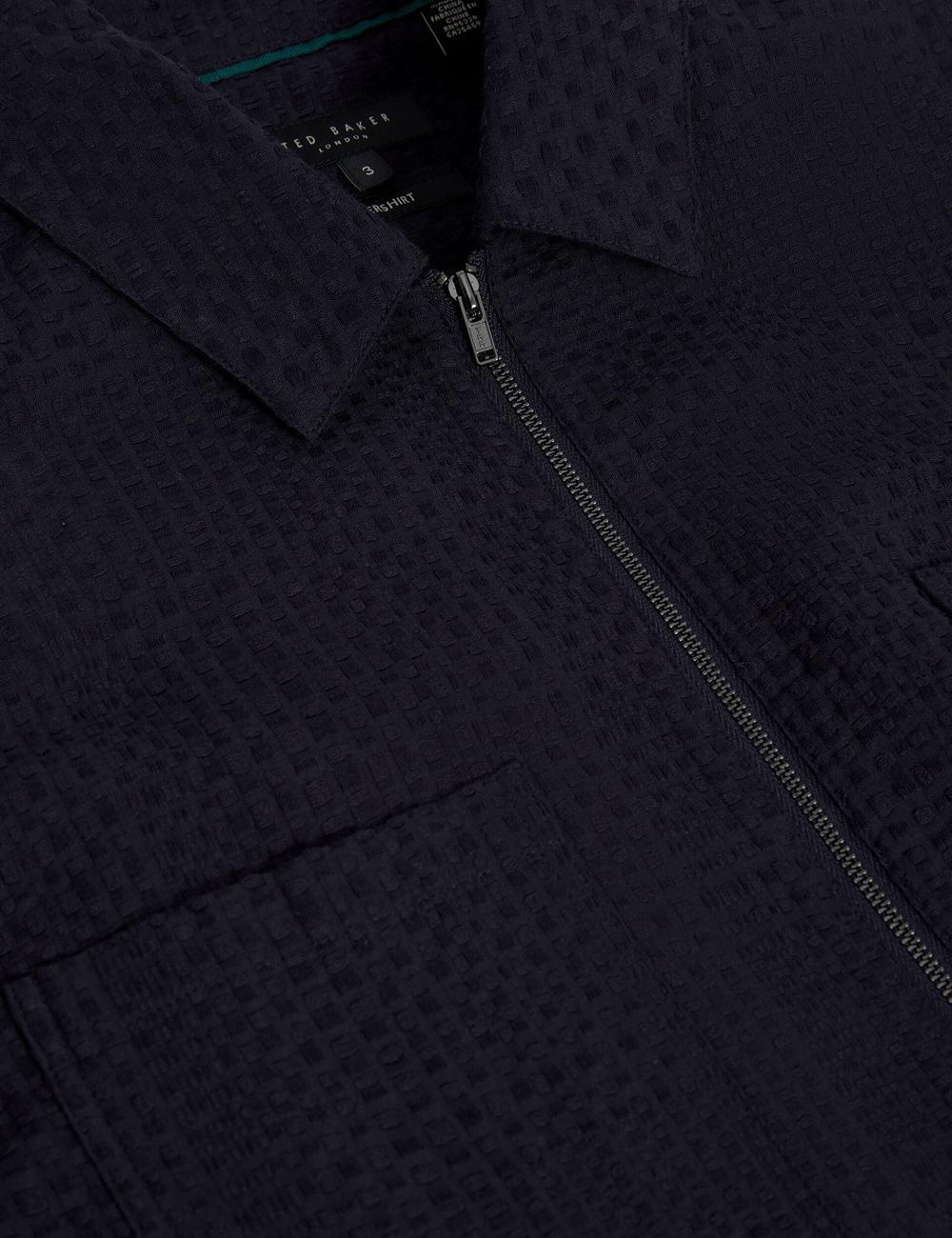 Navy Ted Baker KAILINS - Long Sleeve Zip-Through Cotton Overshirt Men Overshirts | Ireland  3264-KDLGR