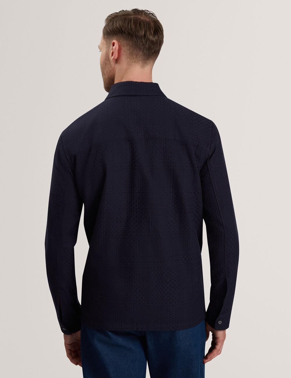 Navy Ted Baker KAILINS - Long Sleeve Zip-Through Cotton Overshirt Men Overshirts | Ireland  3264-KDLGR