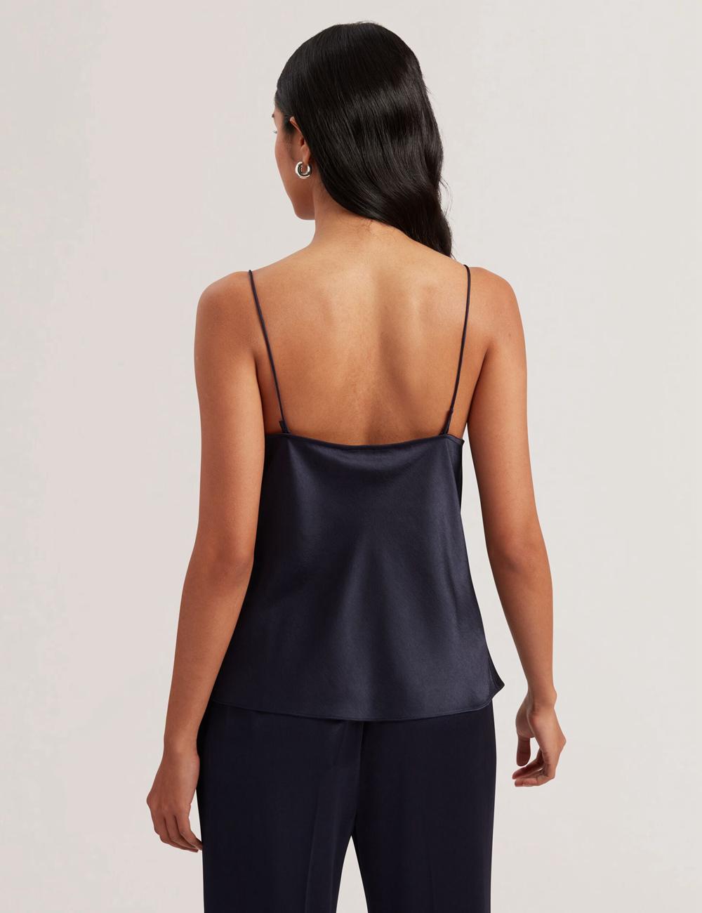 Navy Ted Baker KITI - Satin Cowl Neck Strappy Cami Women Tops | Ireland  1286-UZFXV