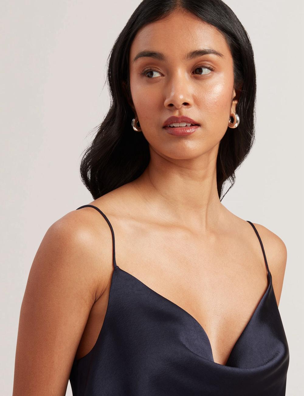Navy Ted Baker KITI - Satin Cowl Neck Strappy Cami Women Tops | Ireland  1286-UZFXV