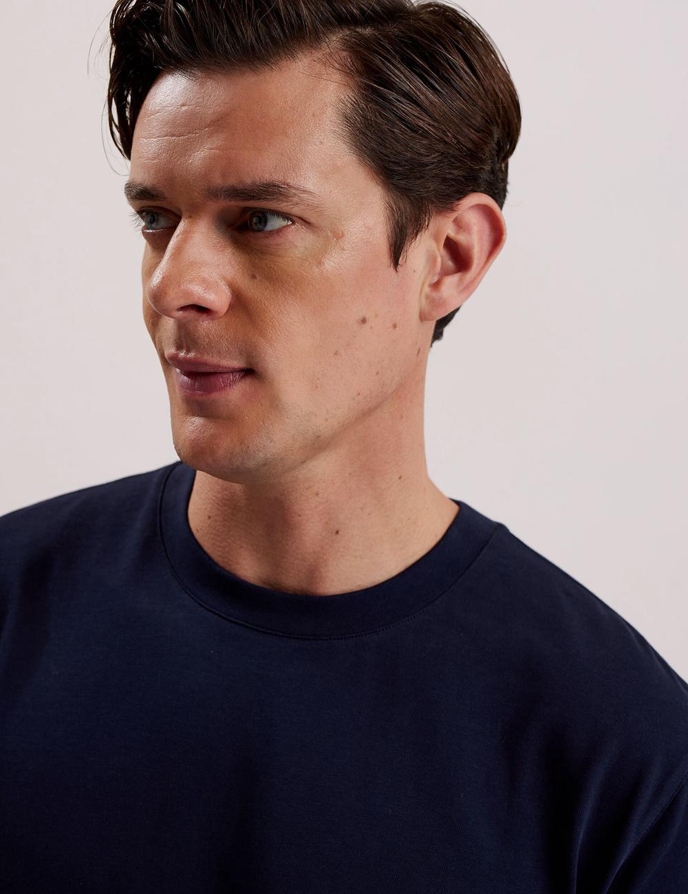 Navy Ted Baker KORNKA - Short Sleeve Relaxed Fit Cotton Men T-Shirts | Ireland  3246-VDZQX
