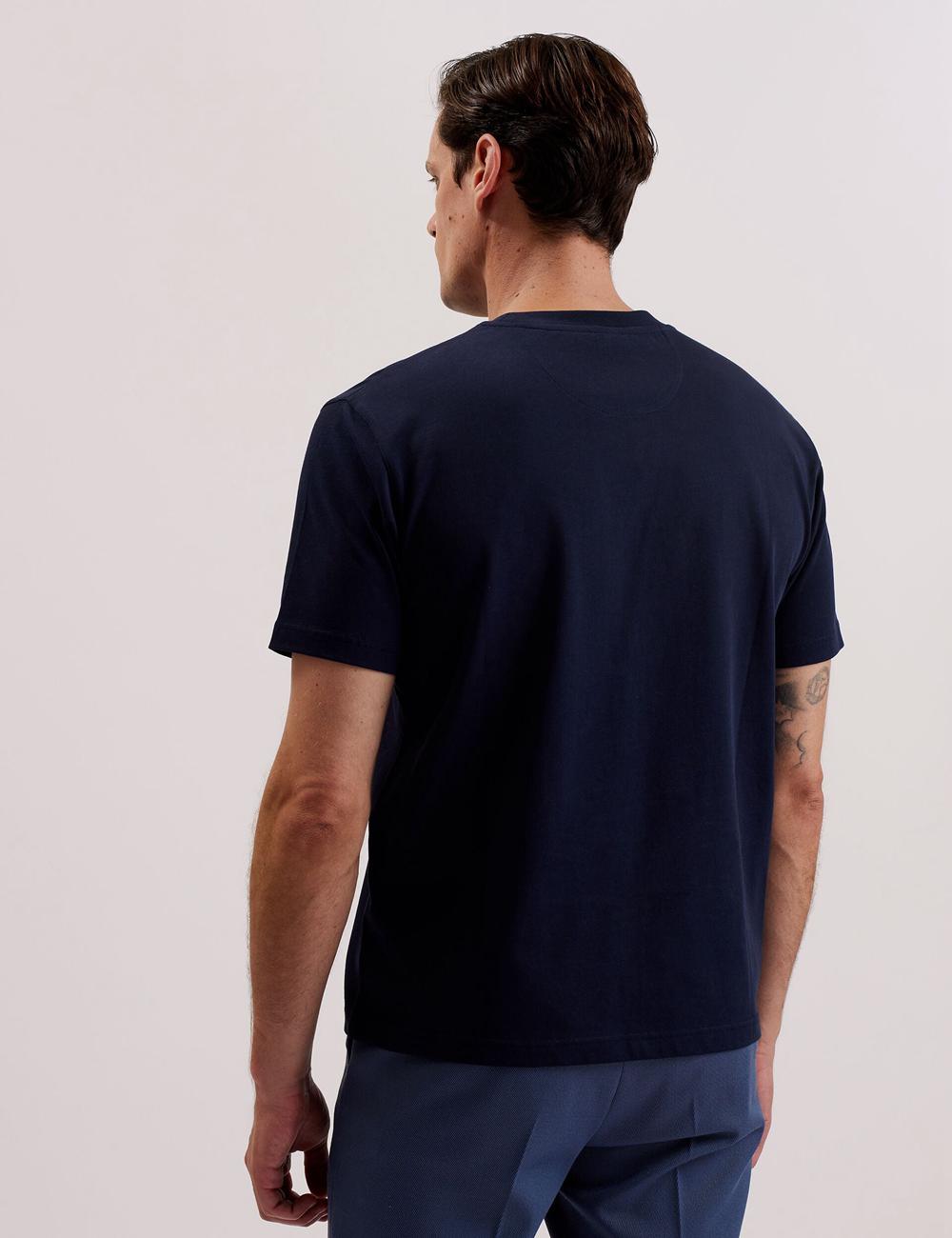 Navy Ted Baker KORNKA - Short Sleeve Relaxed Fit Cotton Men T-Shirts | Ireland  3246-VDZQX