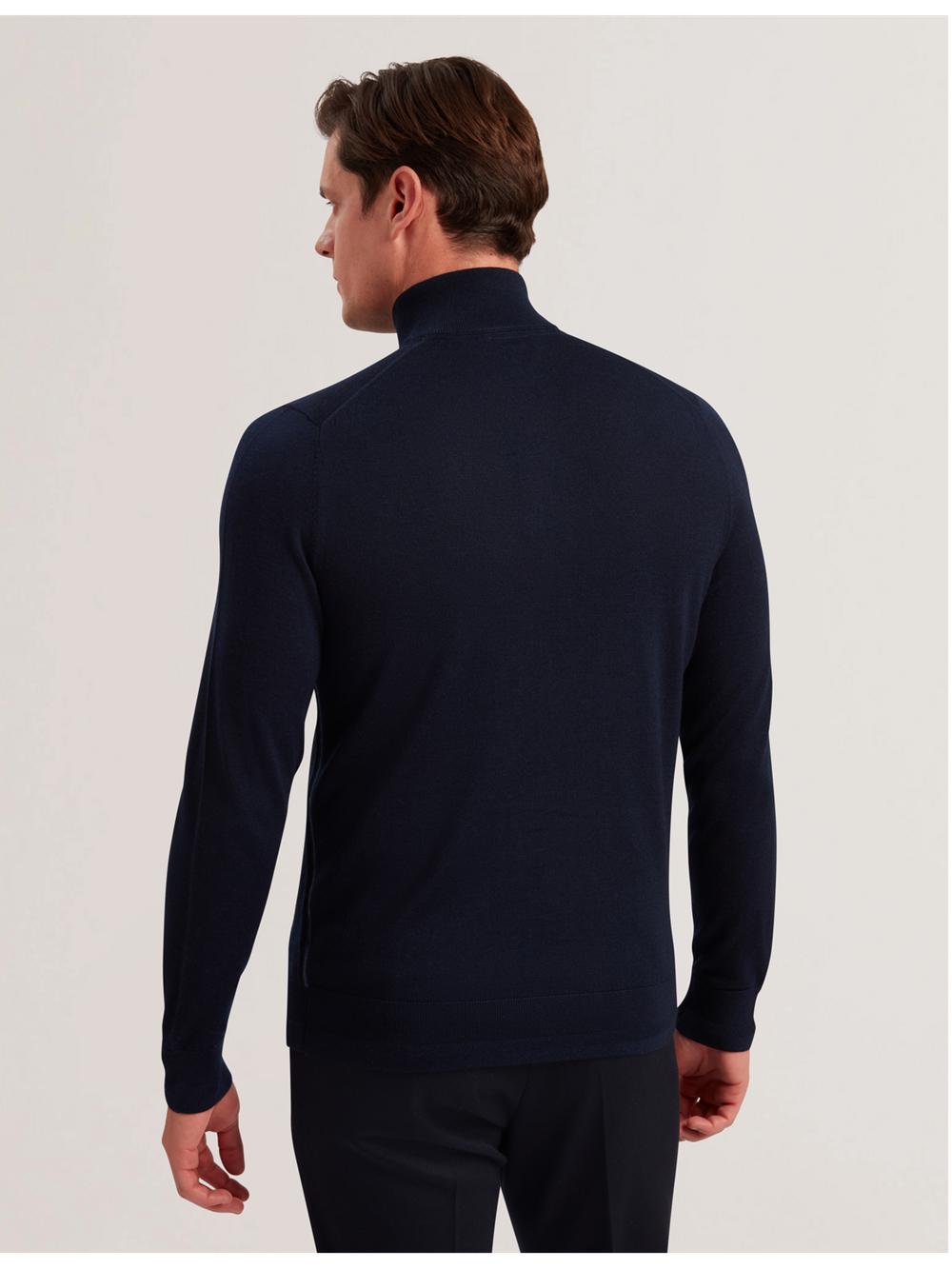 Navy Ted Baker LIMEHAS - Wool Quarter Zip Funnel Neck Sweater Men Jumpers | Ireland  2578-DPYGQ