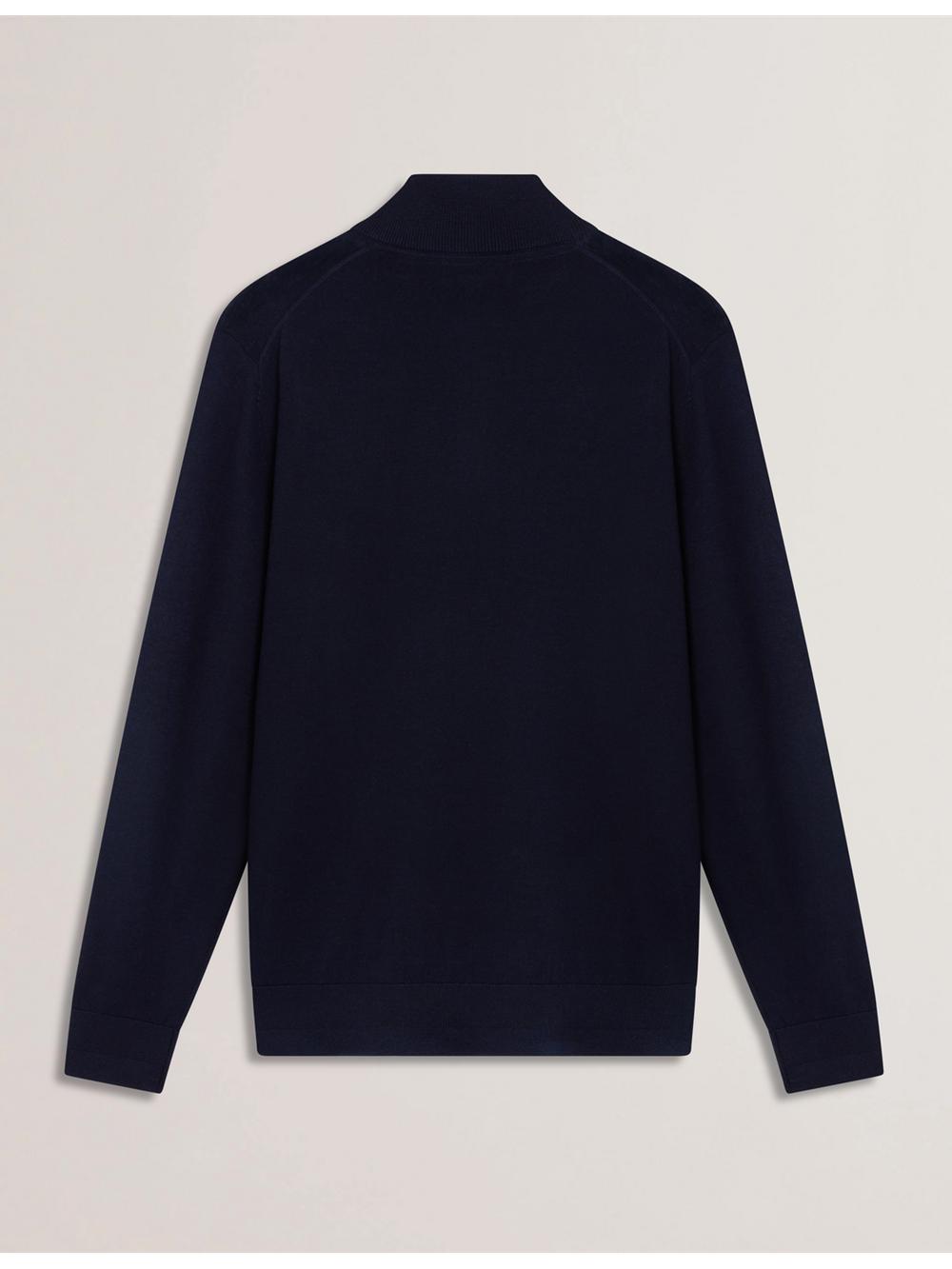 Navy Ted Baker LIMEHAS - Wool Quarter Zip Funnel Neck Sweater Men Jumpers | Ireland  2578-DPYGQ