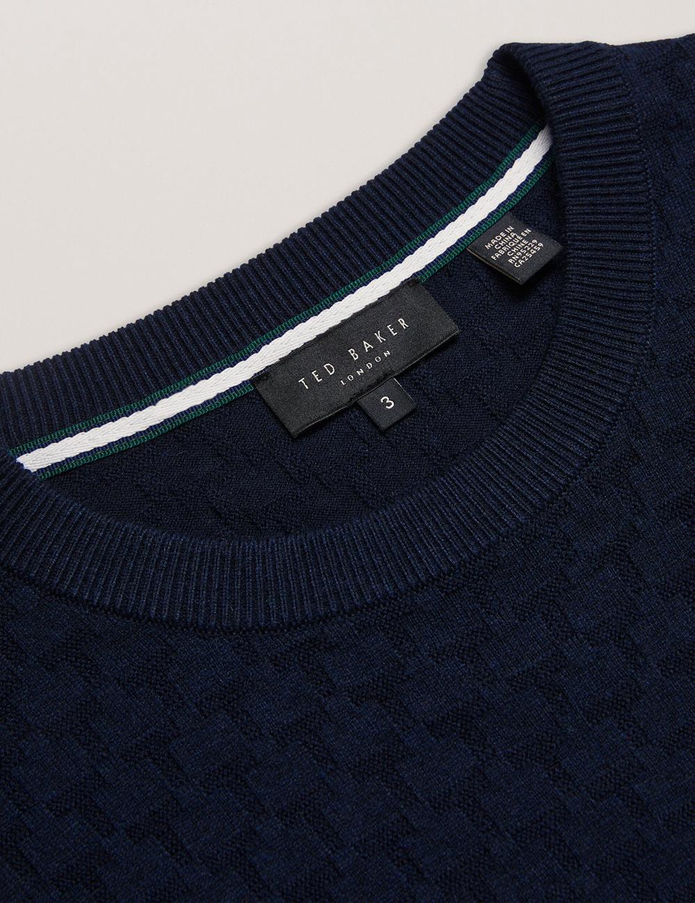 Navy Ted Baker LOUNG - Textured T Knit Crew Neck Men Jumpers | Ireland  8034-LDROH