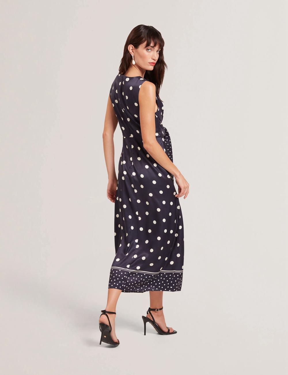 Navy Ted Baker MALMOA - Polka Dot Detail Column Women Midi Dresses | Ireland  1826-ELYKS