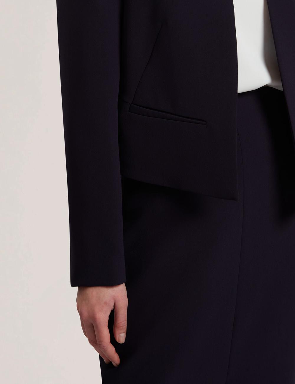 Navy Ted Baker MANABJL - Tailored Round Neck Cropped Open Women Jackets | Ireland  9084-NOSDH