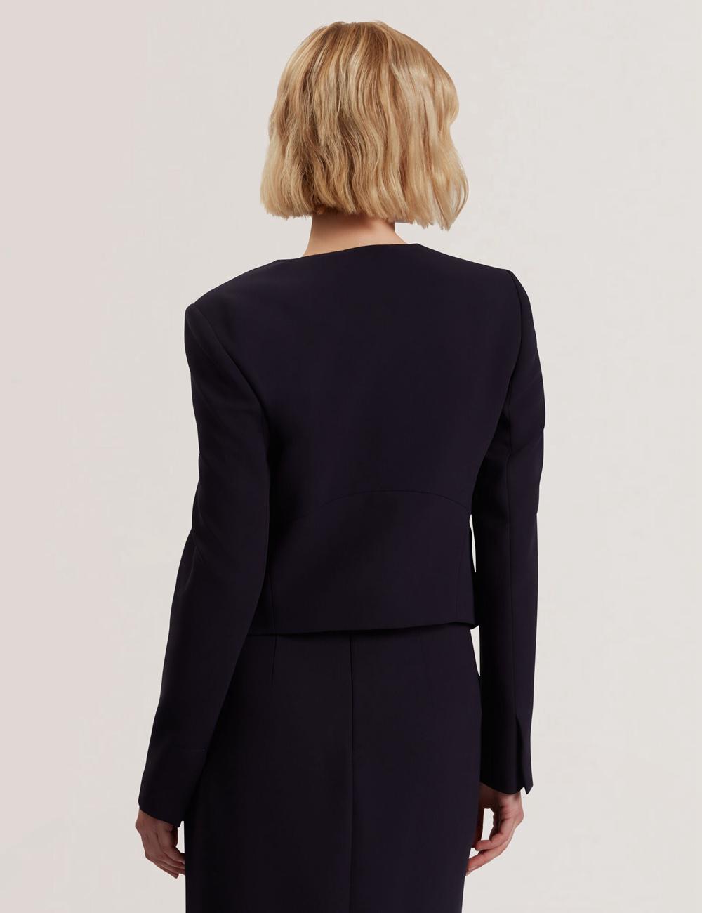 Navy Ted Baker MANABJL - Tailored Round Neck Cropped Open Women Jackets | Ireland  9084-NOSDH