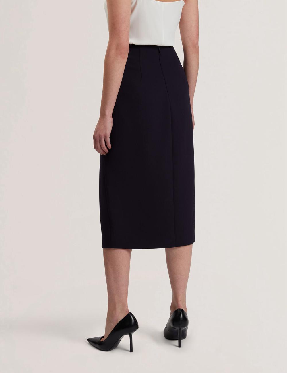 Navy Ted Baker MANABSL - Tailored Midi Pencil Skirt With Front Split Women Midi Skirts | Ireland  6079-GUNXW