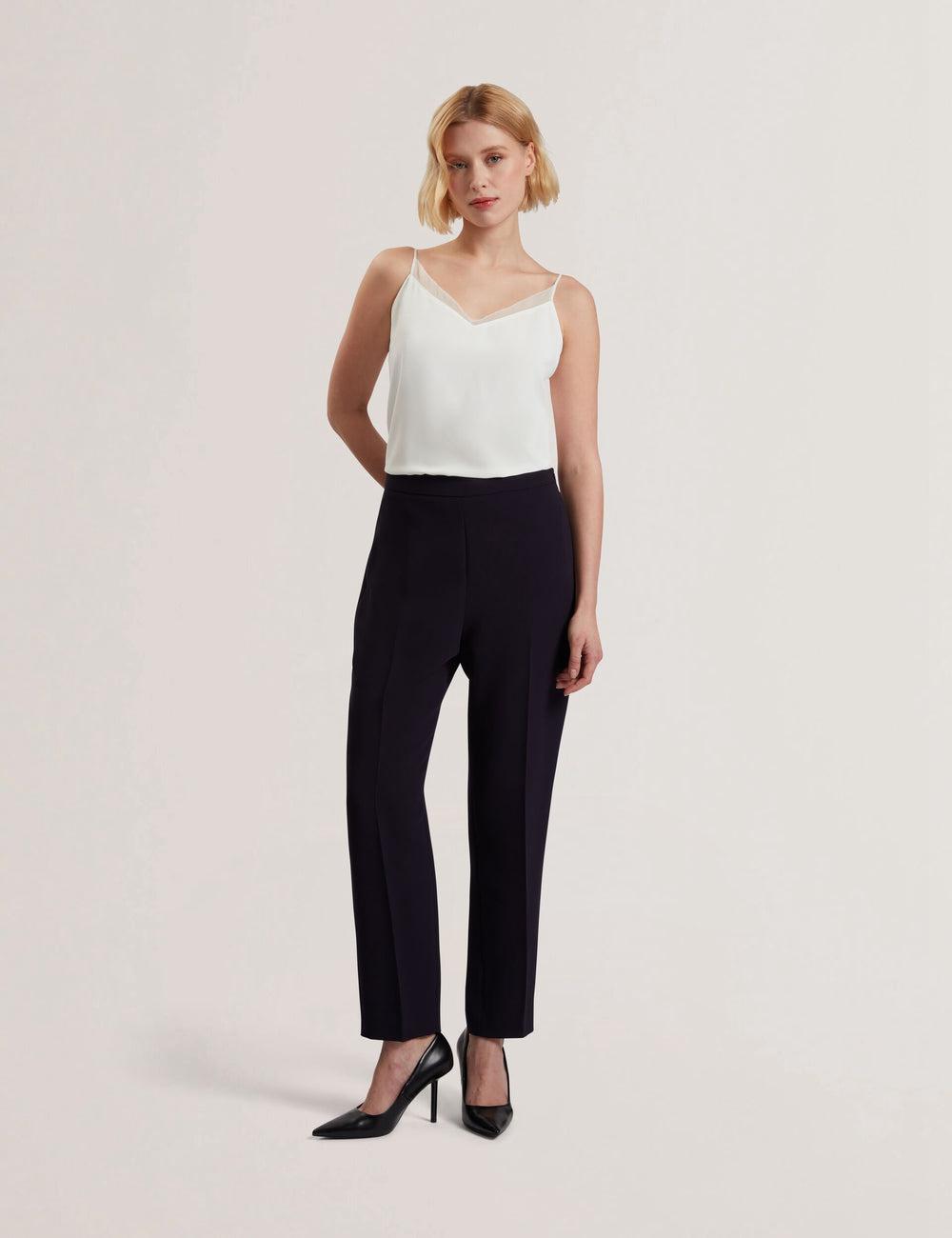Navy Ted Baker MANABTL - High Waist Tapered Leg Tailored Women Trousers | Ireland  6758-KBQFS
