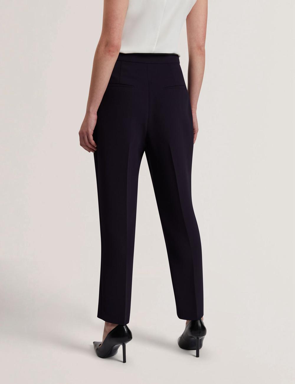 Navy Ted Baker MANABTL - High Waist Tapered Leg Tailored Women Trousers | Ireland  6758-KBQFS