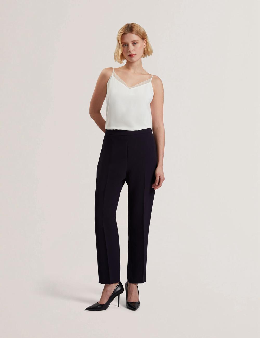 Navy Ted Baker MANABTL - High Waist Tapered Leg Tailored Women Trousers | Ireland  6758-KBQFS