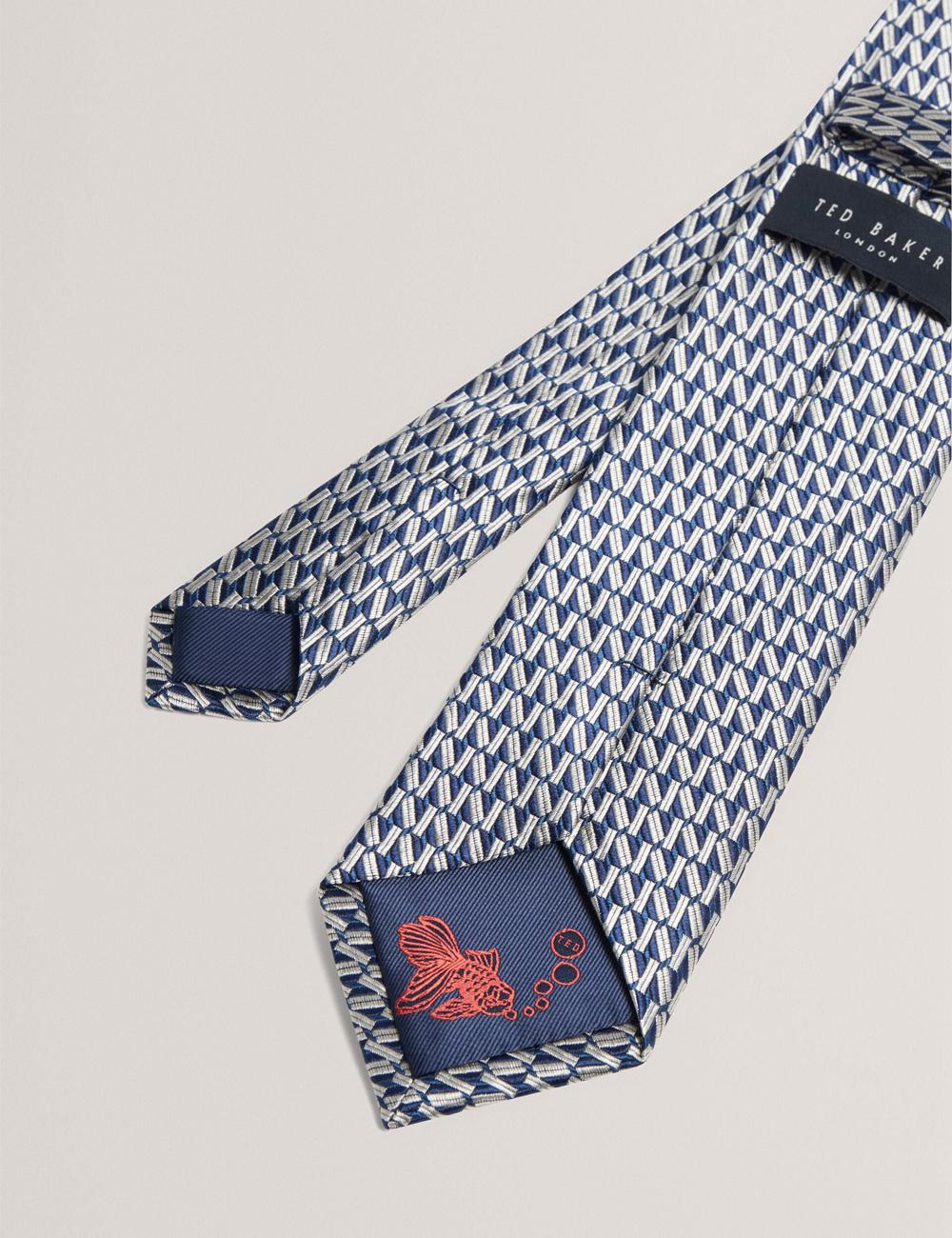 Navy Ted Baker MILAK - Geometric Pattern Silk Men Ties | Ireland  2357-OGQPU