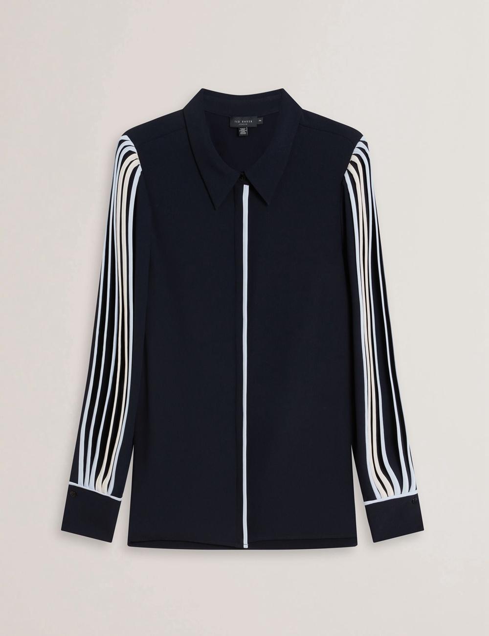Navy Ted Baker MIRITI - Contrast Piping Detail Long Sleeve Women Casual Shirts | Ireland  3259-WXDRB