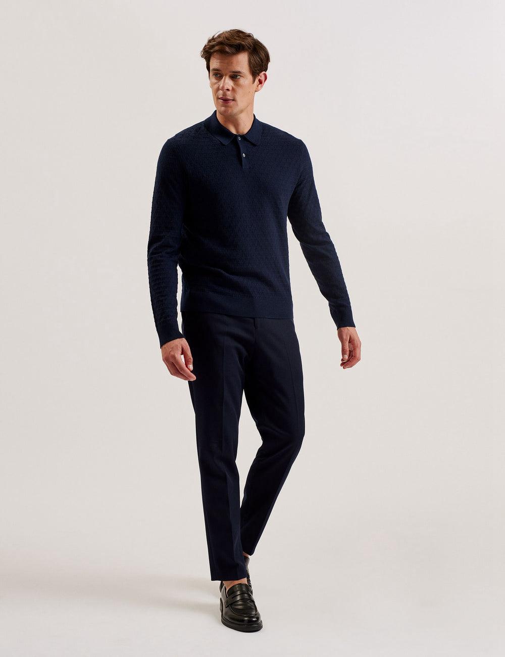 Navy Ted Baker MORAR - T Knit Long Sleeve Top Men Jumpers | Ireland  8342-AWKJL