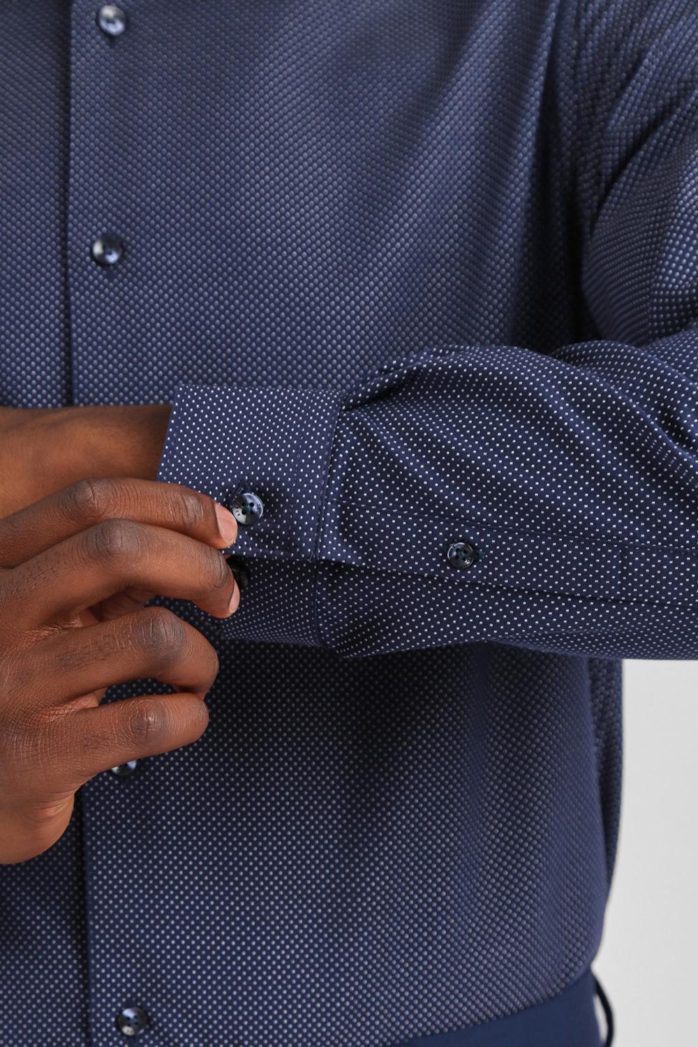 Navy Ted Baker ODAIR - Pin Dot Slim Fit Cotton Men Formal Shirts | Ireland  2719-BFJKT