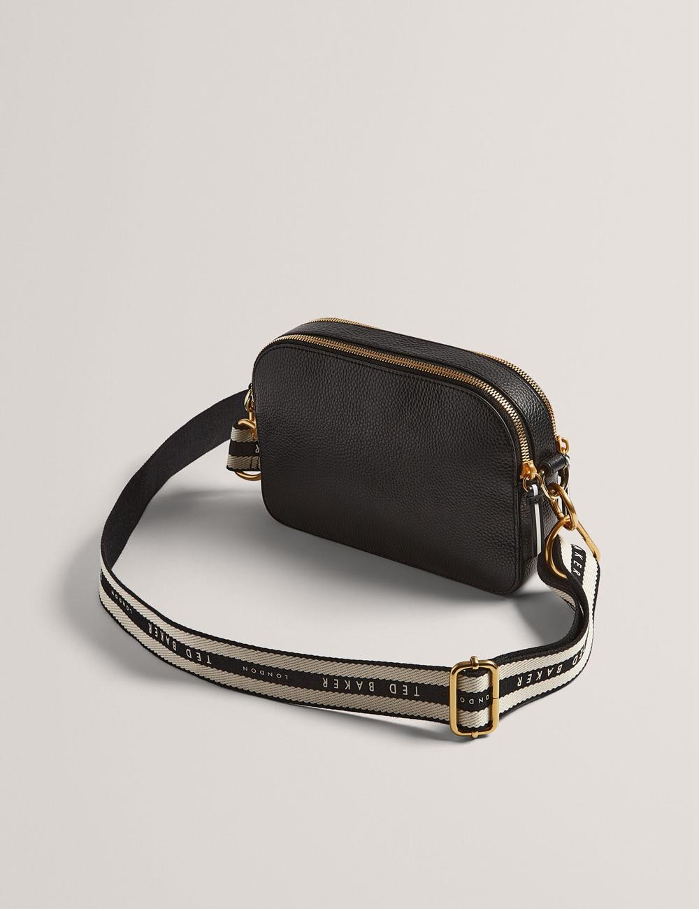 Navy Ted Baker RIVEA - Woven Panel Faux Leather Camera Women Camera Bag | Ireland  5489-YZTFP