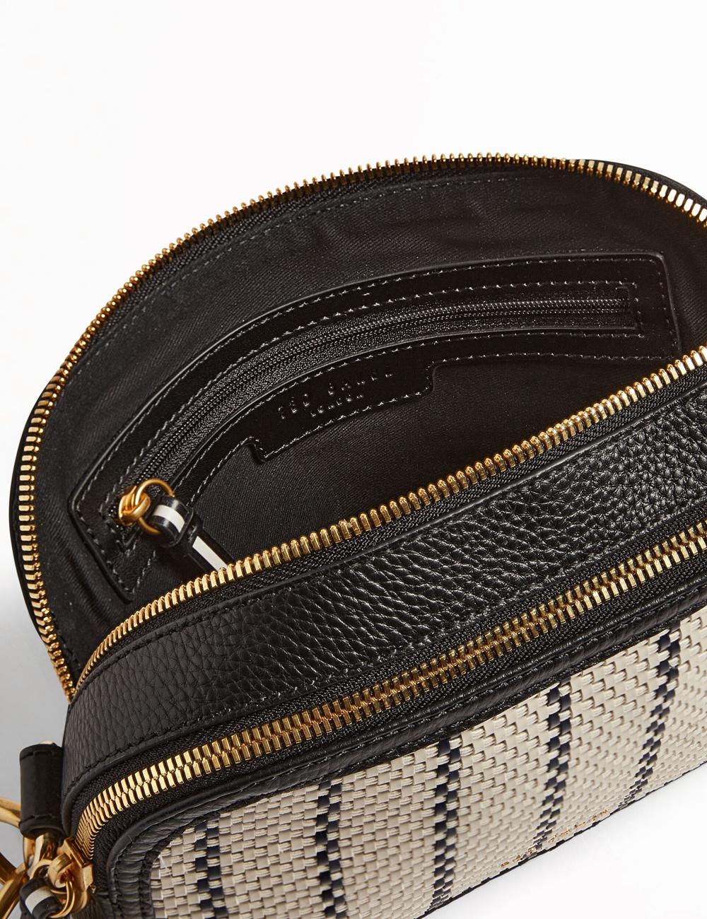 Navy Ted Baker RIVEA - Woven Panel Faux Leather Camera Women Camera Bag | Ireland  5489-YZTFP