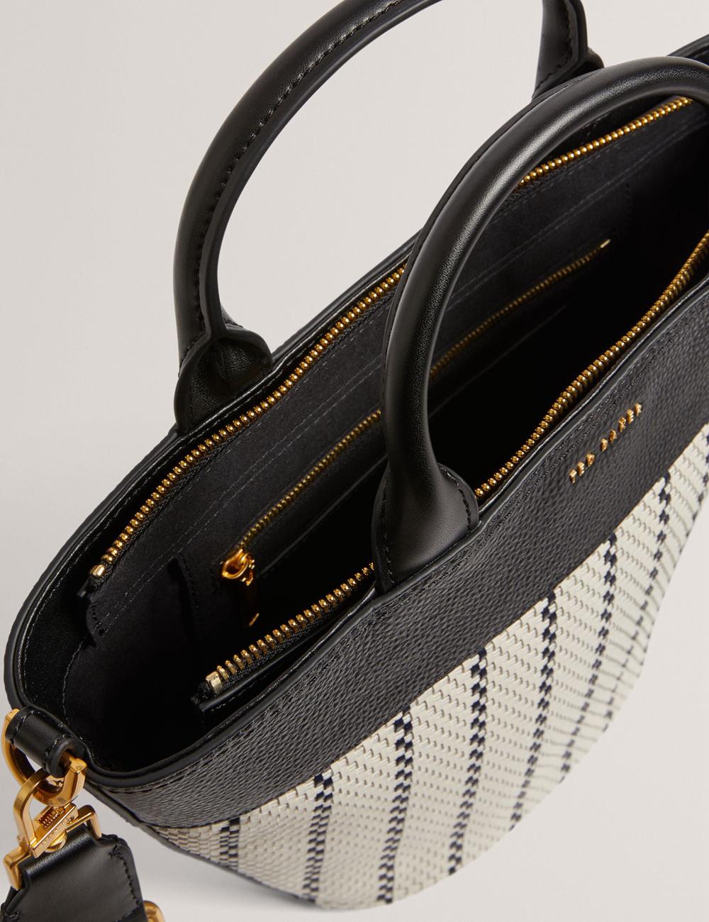 Navy Ted Baker RIVERI - Woven Leather Trim Bucket With Webbing Strap Women Tote Bags | Ireland  4087-BACWT