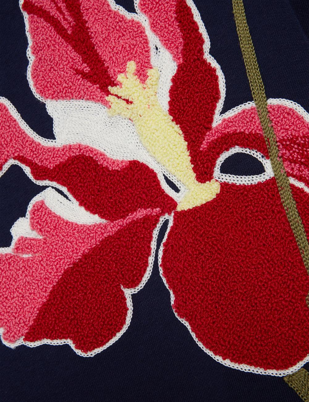 Navy Ted Baker SANDERR - Tufted Floral Graphic Cotton Women Sweatshirts | Ireland  4028-DJYHW