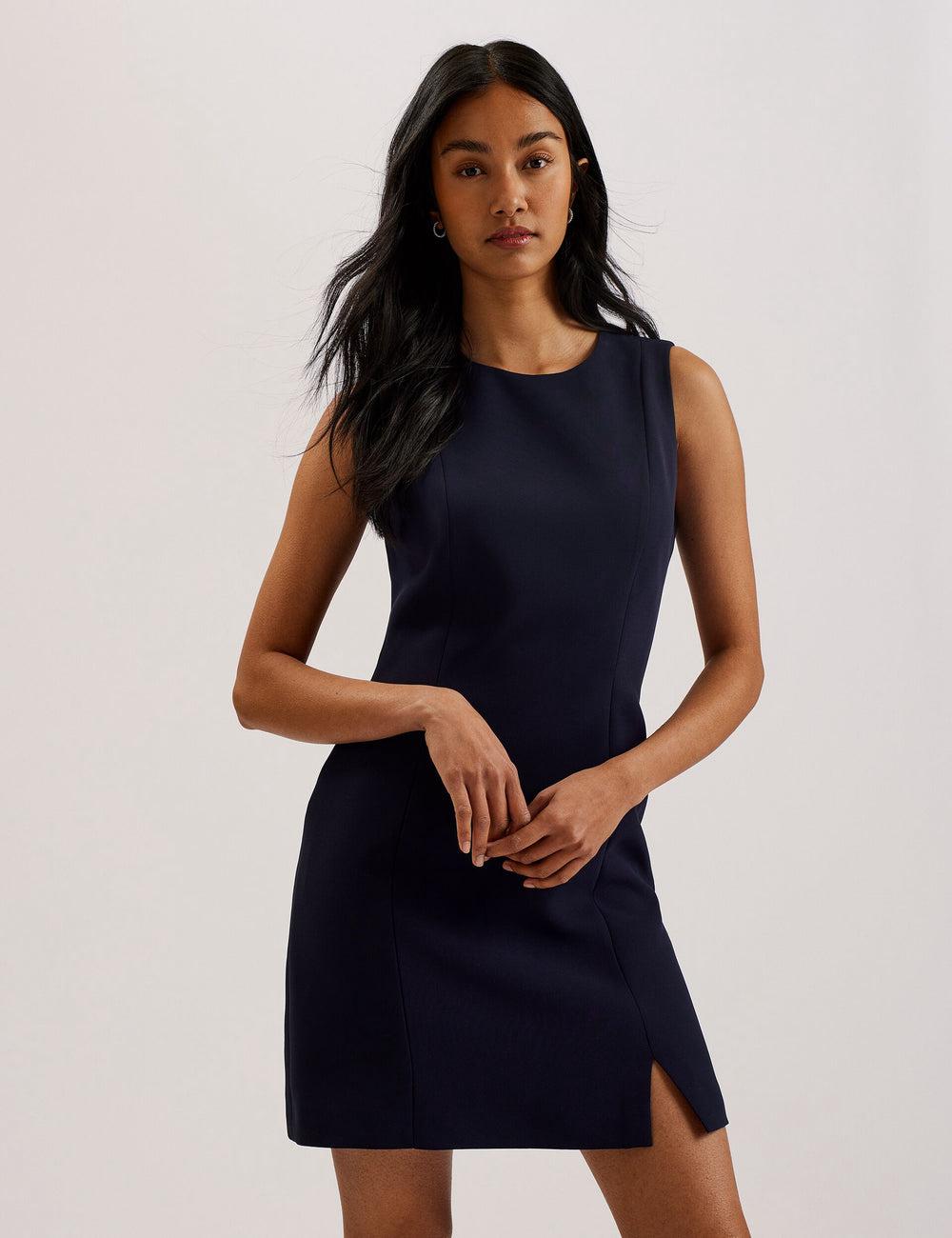 Navy Ted Baker SORRAL - Sleeveless Tailored With Side Split Women Mini Dresses | Ireland  0634-PZCSH