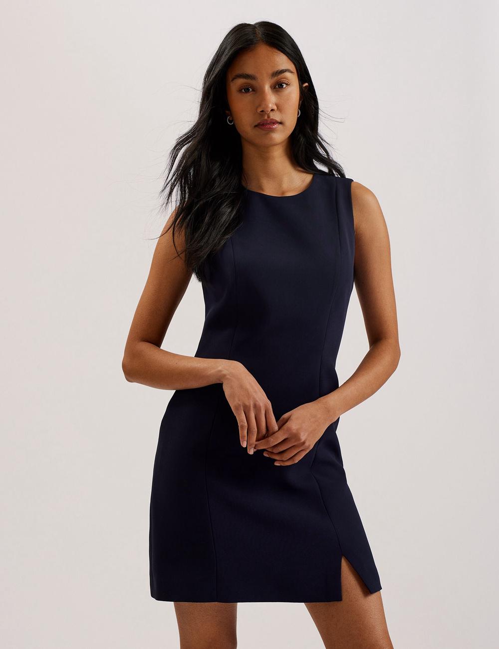 Navy Ted Baker SORRAL - Sleeveless Tailored With Side Split Women Mini Dresses | Ireland  0634-PZCSH