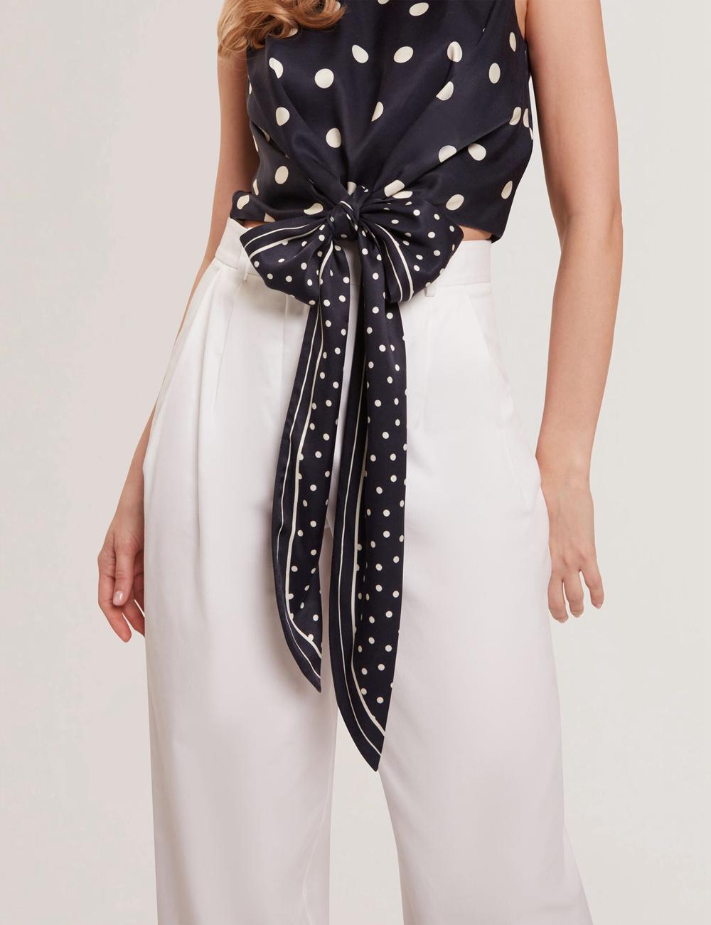 Navy Ted Baker VEIRAA - Polka Dot Front Sleeveless Crop Women Tops | Ireland  1075-ZOSTA
