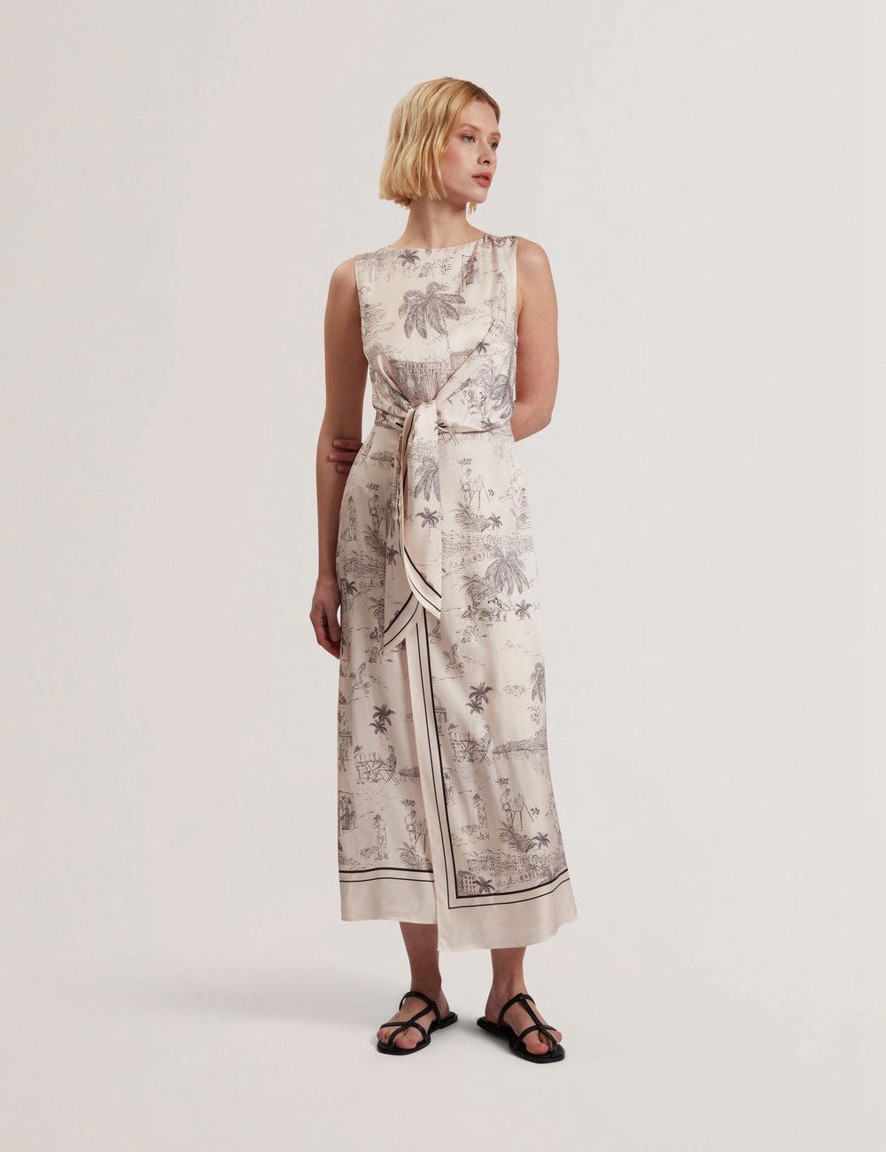 Nude-Pink Ted Baker MARRONA - Printed Wrap Front Sleeveless Women Midi Dresses | Ireland  3961-VBJCZ
